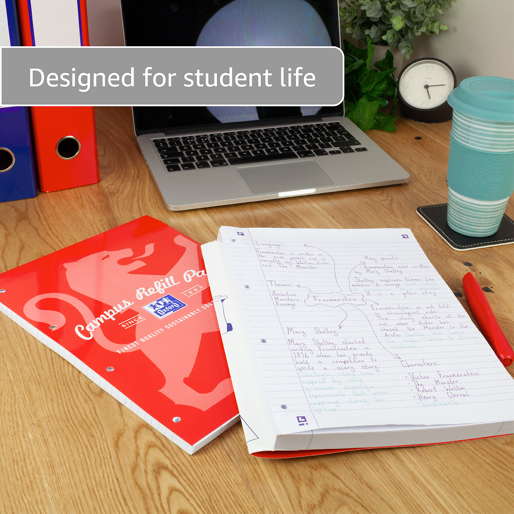 Oxford Campus A4 Red Sidebound 300 Page Ruled Refill Pad