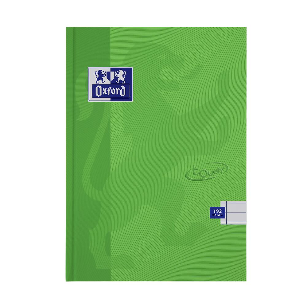 Oxford Touch A5 Hardback Casebound Notebook Ruled with Margin 192 Pages, Bright Green