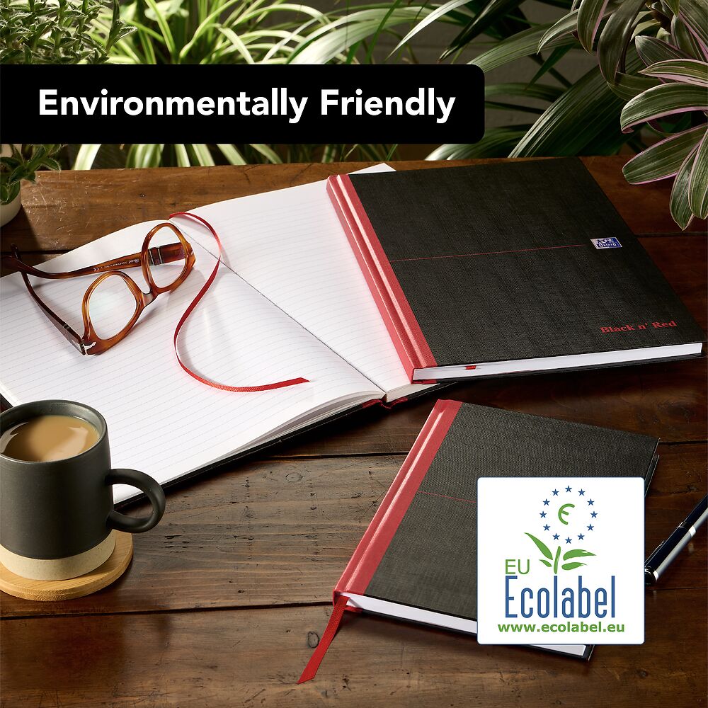 Black n' Red A4 Casebound Hardback Notebook - Ruled (1 Notebook)