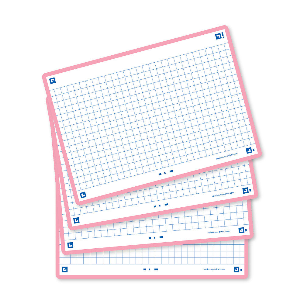 Oxford Flash Cards, Squared with Pink frame, A6, pack of 80