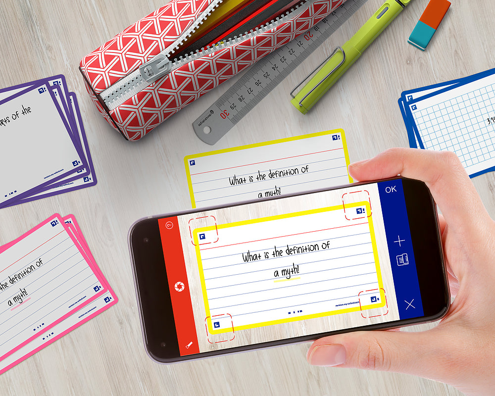 Oxford Flash Cards, Ruled with Yellow frame, 7.5x12.5, pack of 80