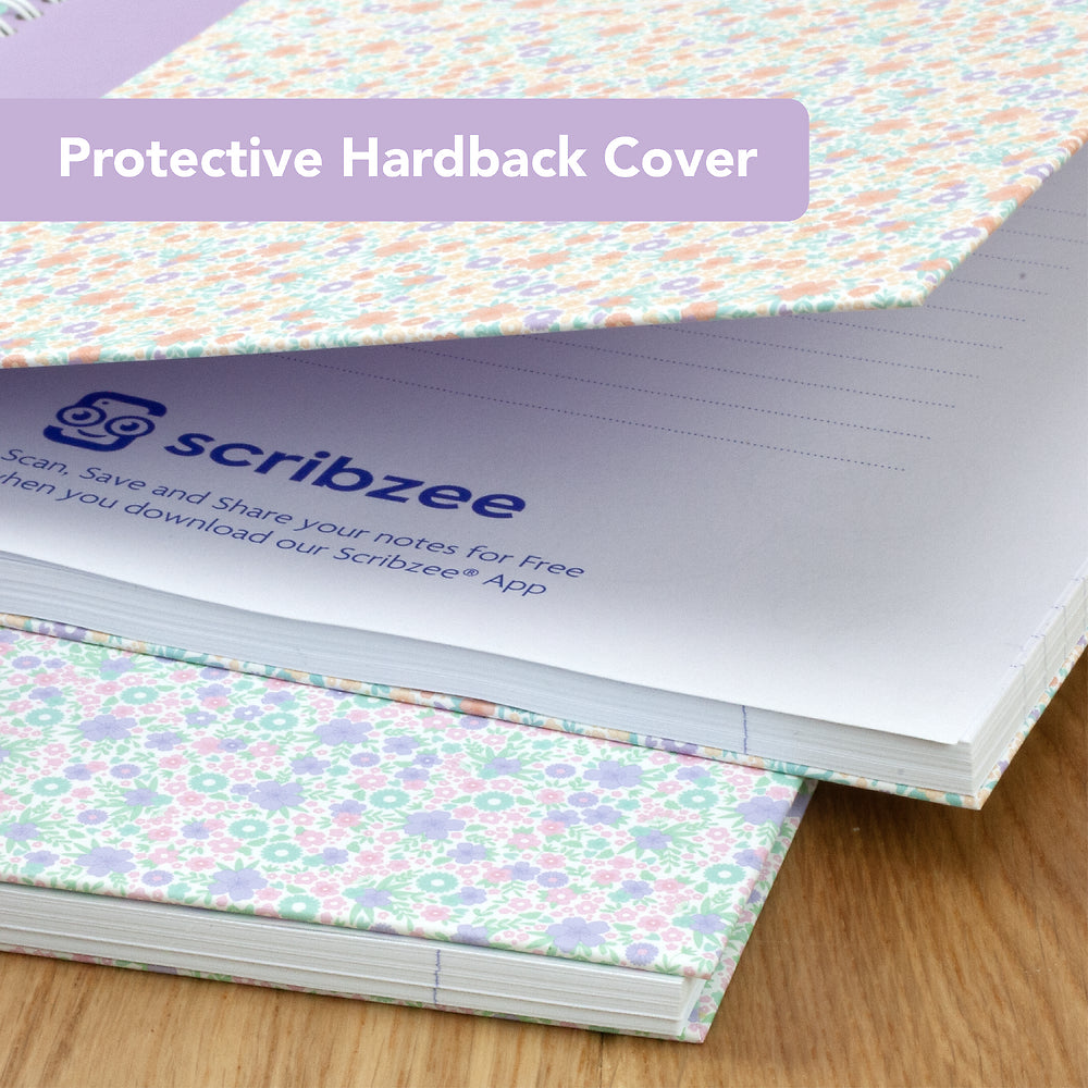 Oxford Liberty Lavender A4 Hard Cover Wirebound Notebook, Ruled with Margin, 140 Pages