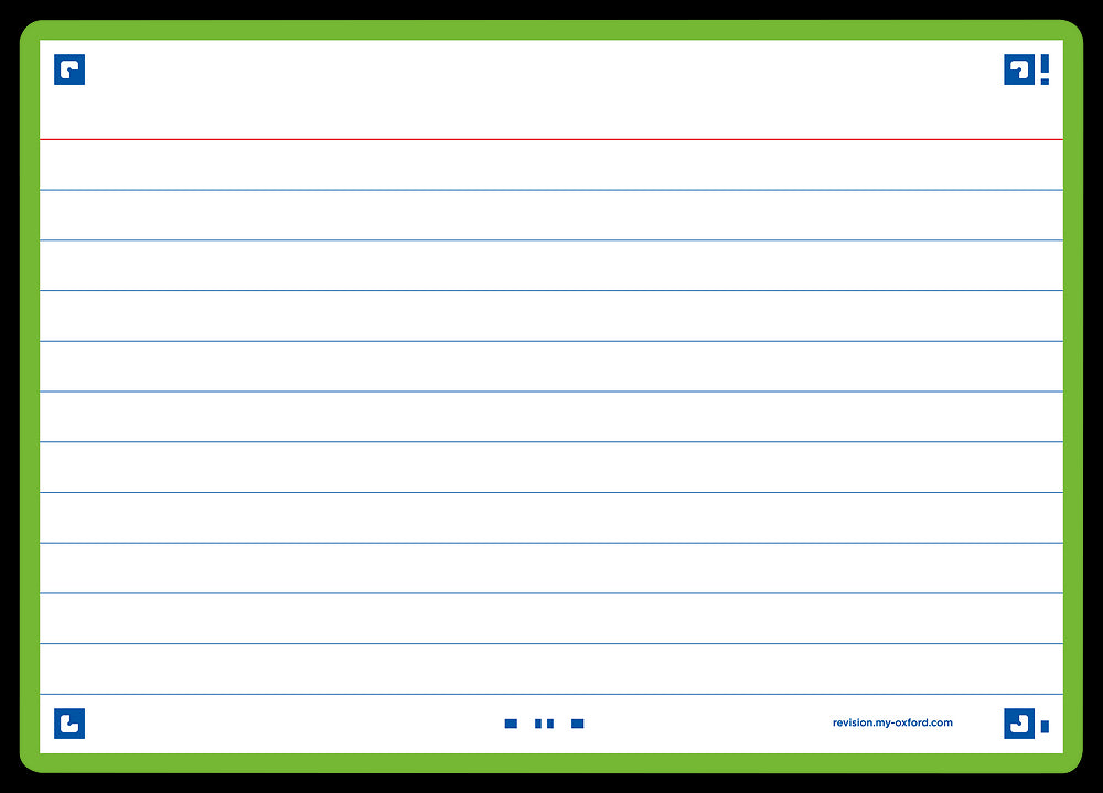 Oxford Flash Cards, Ruled with Green frame, A6, pack of 80