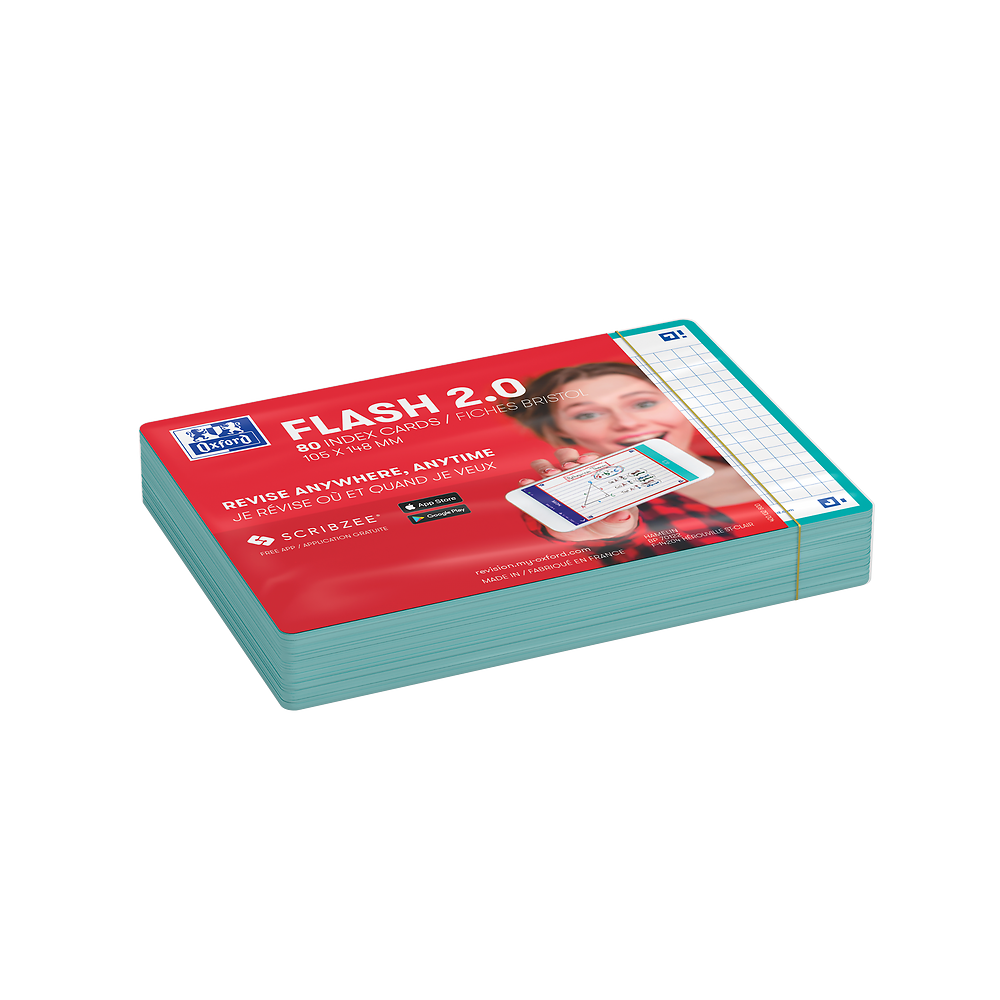 Oxford Mint Green Flash Cards, Squared, A6, Pack of 80