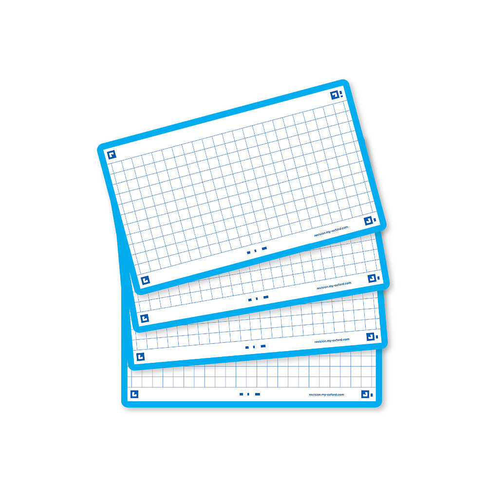 Oxford Flash Cards, Squared with Aqua frame, 7.5x12.5, pack of 80