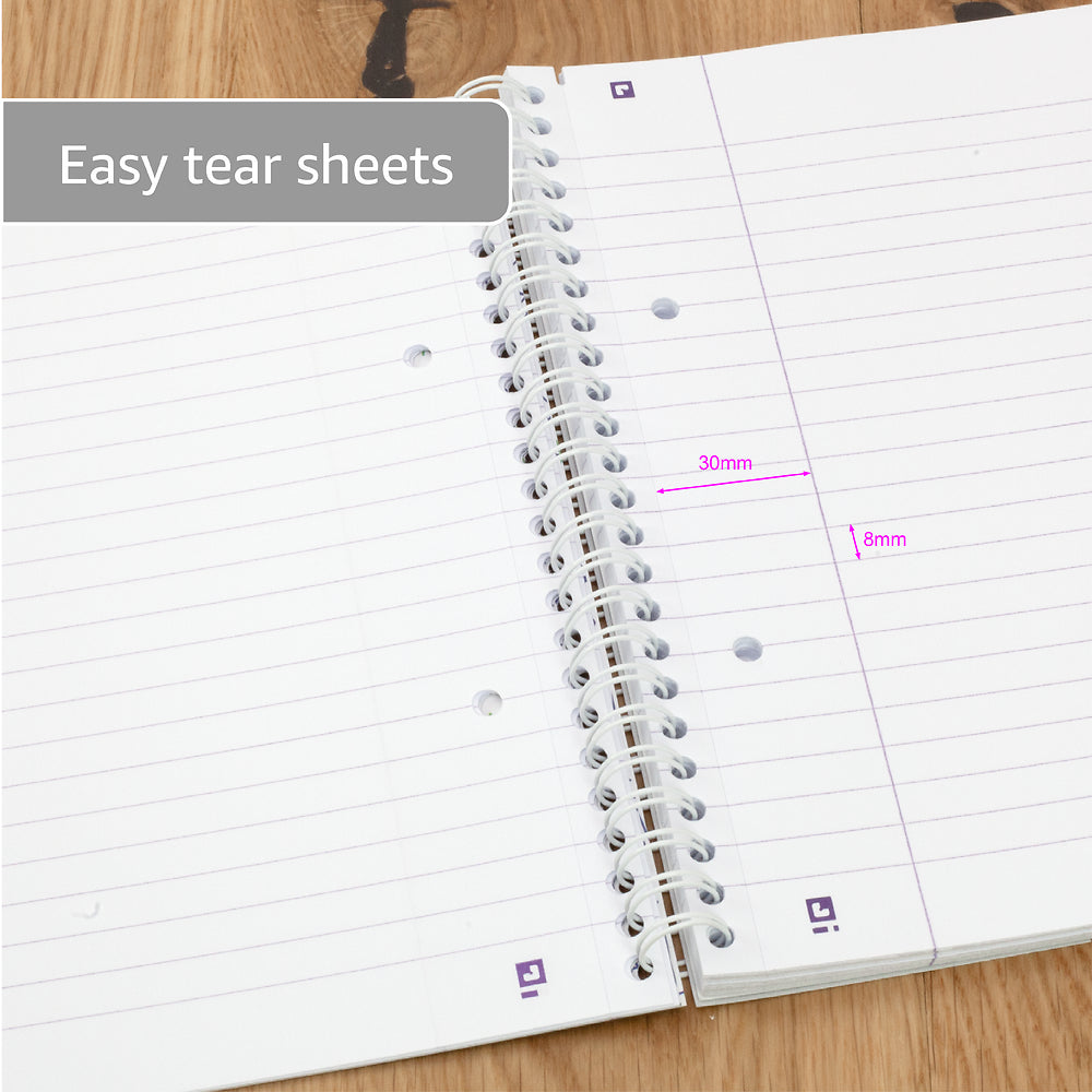 Oxford Campus Navy A5+ Card Cover Wirebound Notebook Ruled with Margin 140 Pages