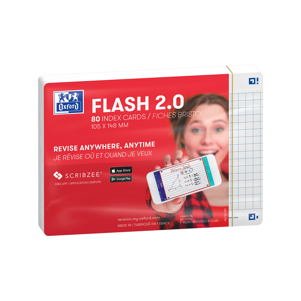 Oxford White Flash Cards, Squared, A6, Pack of 80