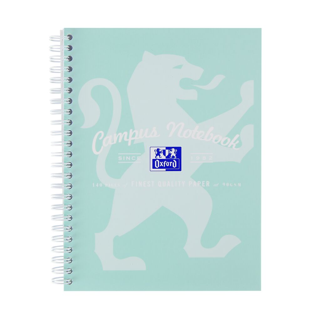 Oxford Campus Pastel Mint Green A5+ Card Cover Wirebound Notebook Ruled with Margin 140 Pages