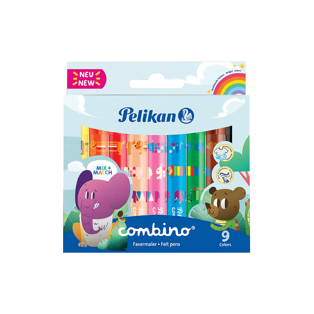 Pelikan Combino Fibre Tip Pens, Pack of 9