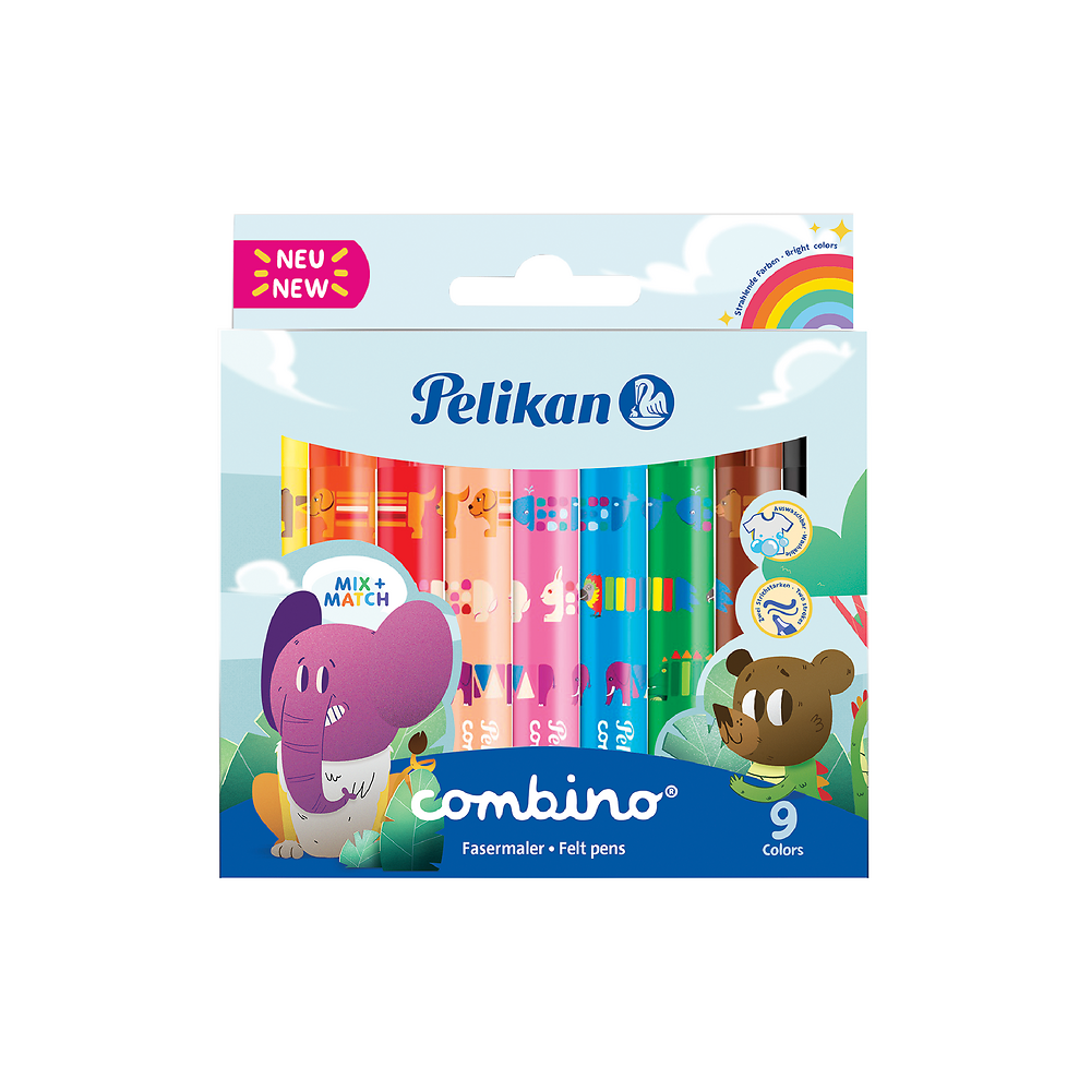 Pelikan Combino Fibre Tip Pens, Pack of 9