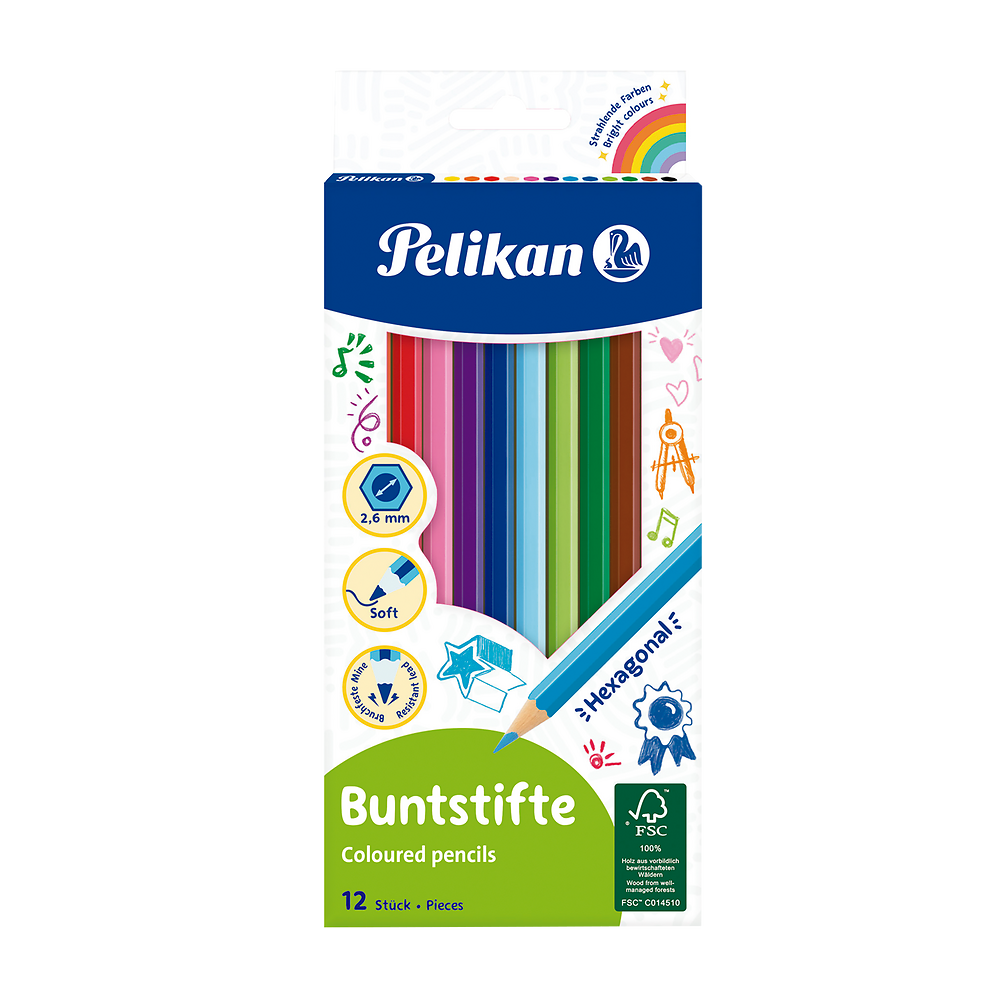 Pelikan Hexagonal Colouring Pencils 12 Pack