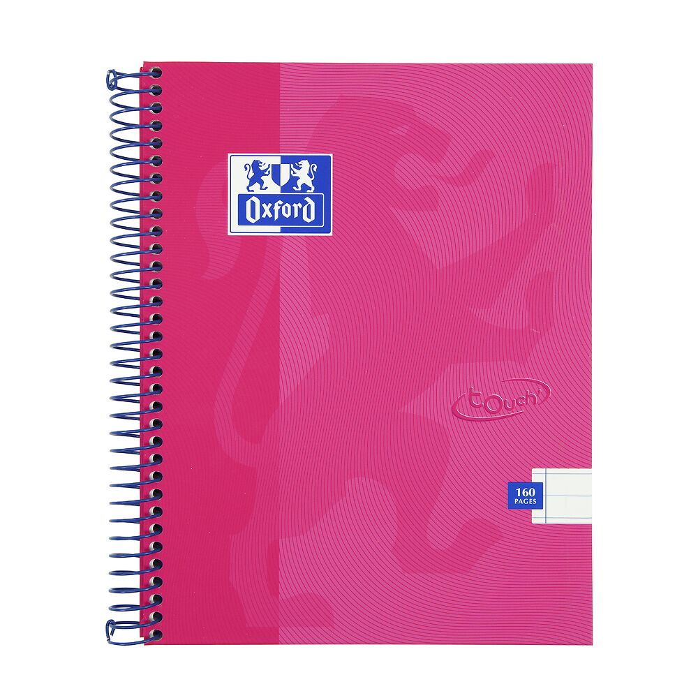 Oxford Touch Bright Pink A5 Wirebound Hardback Notebook, Ruled with 160 Pages