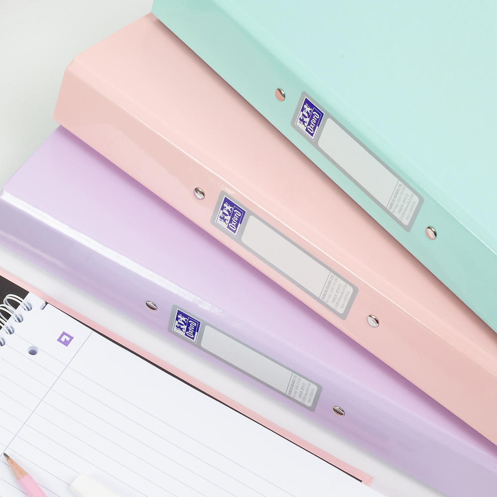 Oxford, A4 Ring Binders, 3 Pack, Pastel, Pink/Purple/Green