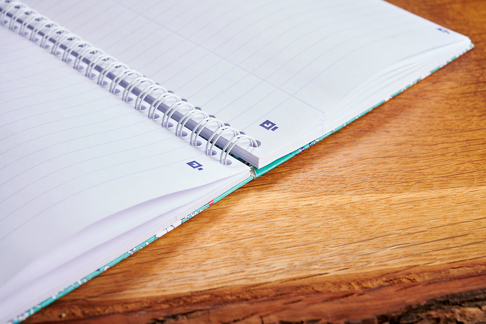 Oxford Floral A5 Hard Cover Wirebound Notebook, Ruled with Margin