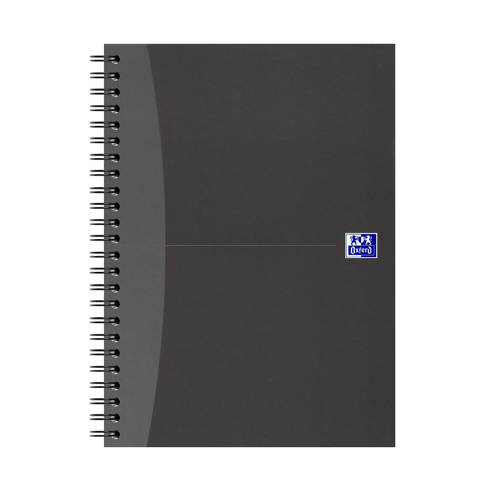 Oxford A5 Hard Cover Wirebound Notebook, Ruled with Margin, 140 Pages, Black