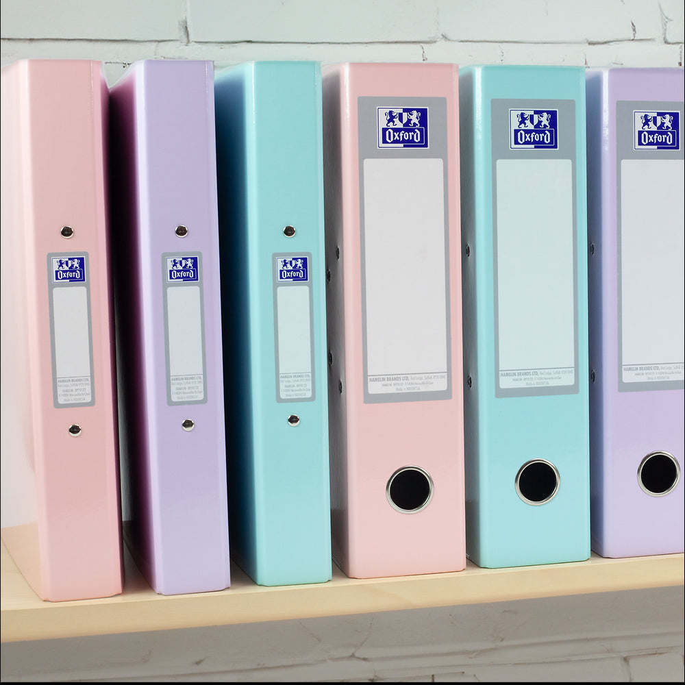 Oxford, Lever Arch File, A4, 2 Ring, 3 Pack, Pastel, Pink/Purple/Green