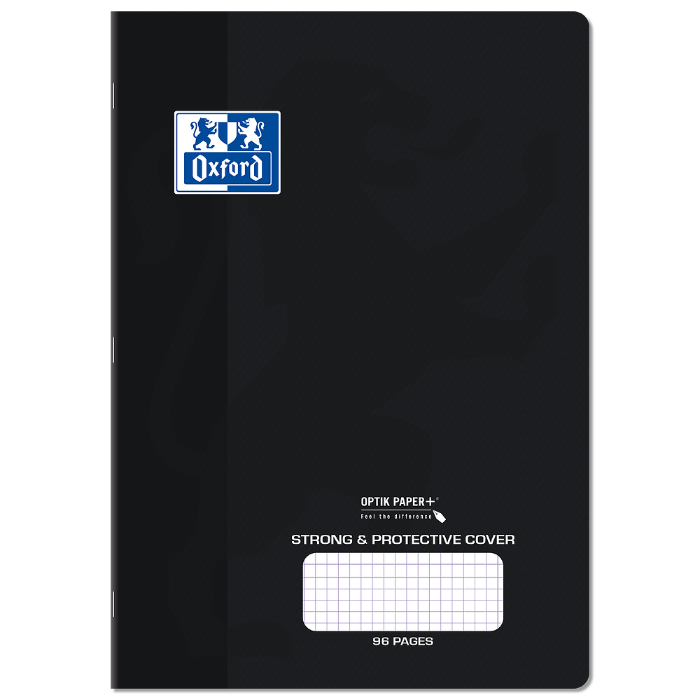 Oxford A4 Exercise Book, Black PP Cover, 5mm Sqaured, 96 Pages