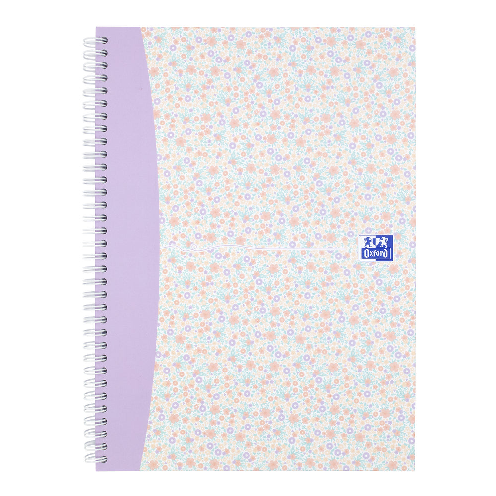 Oxford Liberty Lavender A4 Hard Cover Wirebound Notebook, Ruled with Margin, 140 Pages