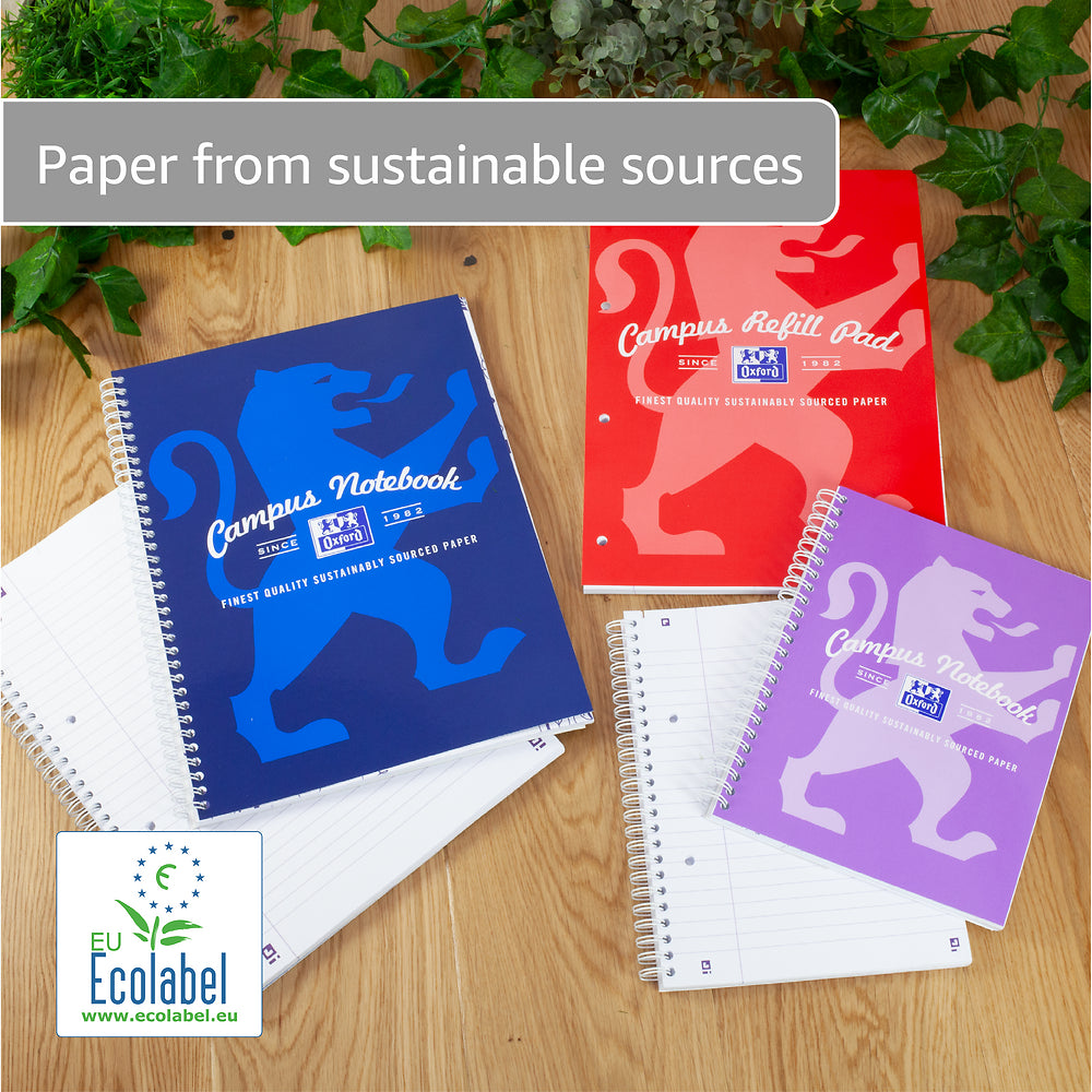 Oxford Campus Navy A4 Headbound Refill Pad Ruled with Margin 140 Pages