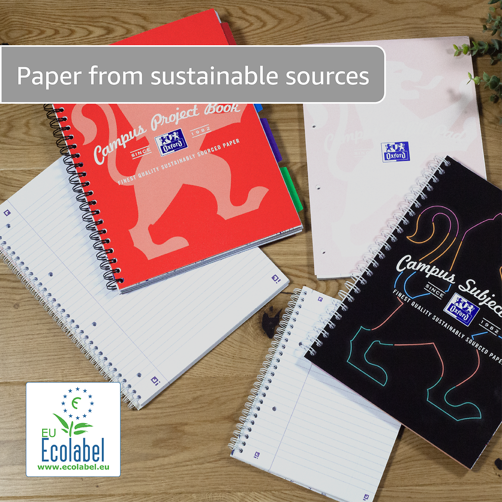 Oxford Campus Red Project Book A4+ Card Cover Wirebound Ruled with Margin 200 Pages