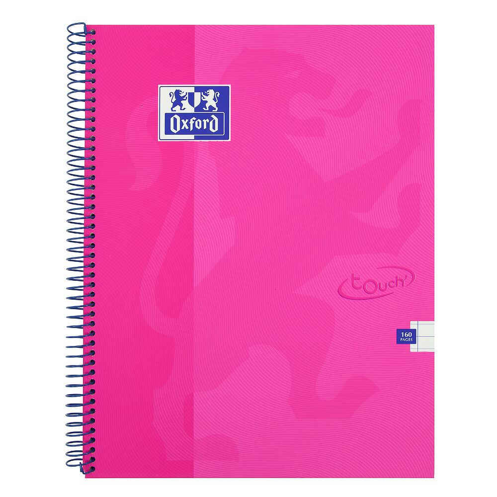 Oxford Touch Bright Pink A4 Wirebound Hardback Notebook, Ruled with 160 Pages