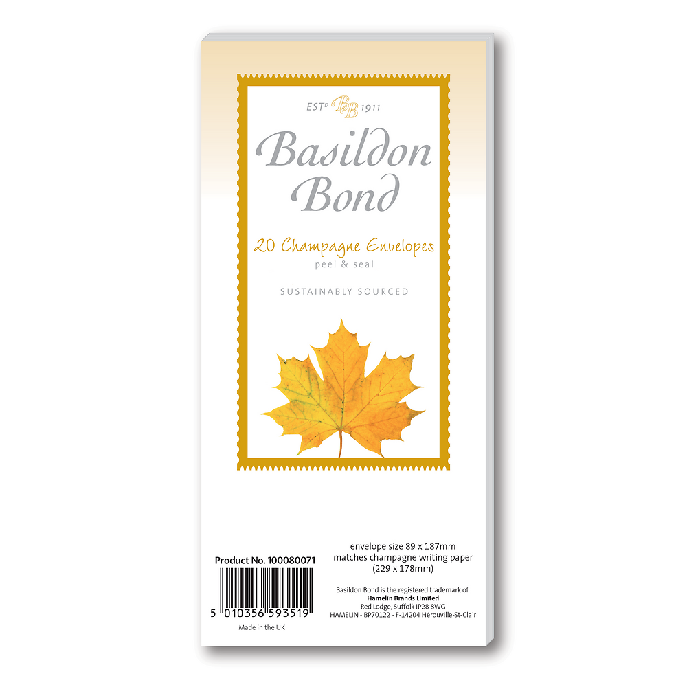 Basildon Bond P4TO (89x187mm) Envelopes 20 Pack, Champagne