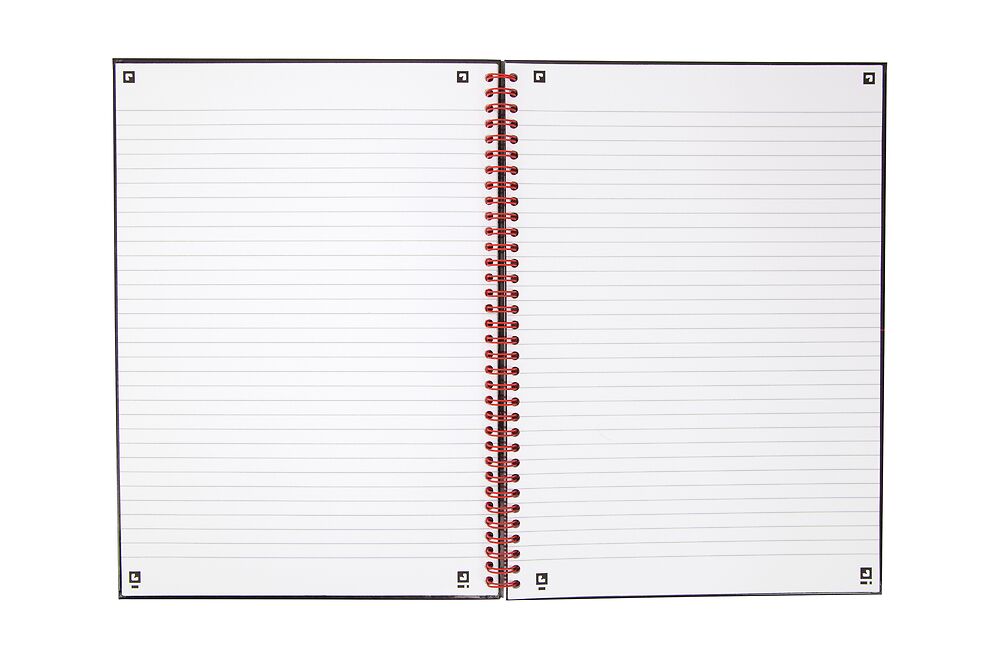 Oxford Black n' Red A4 Glossy Hardback Wirebound Notebook, Ruled and Perforated, 140 Page, 1 Notebook