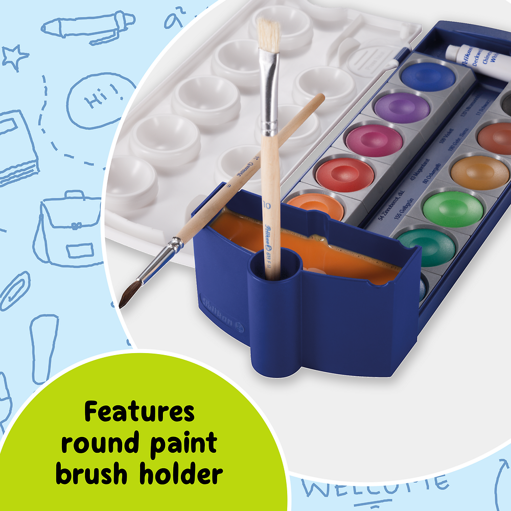 Pelikan Water Container with Paint Brush Holder, Blue