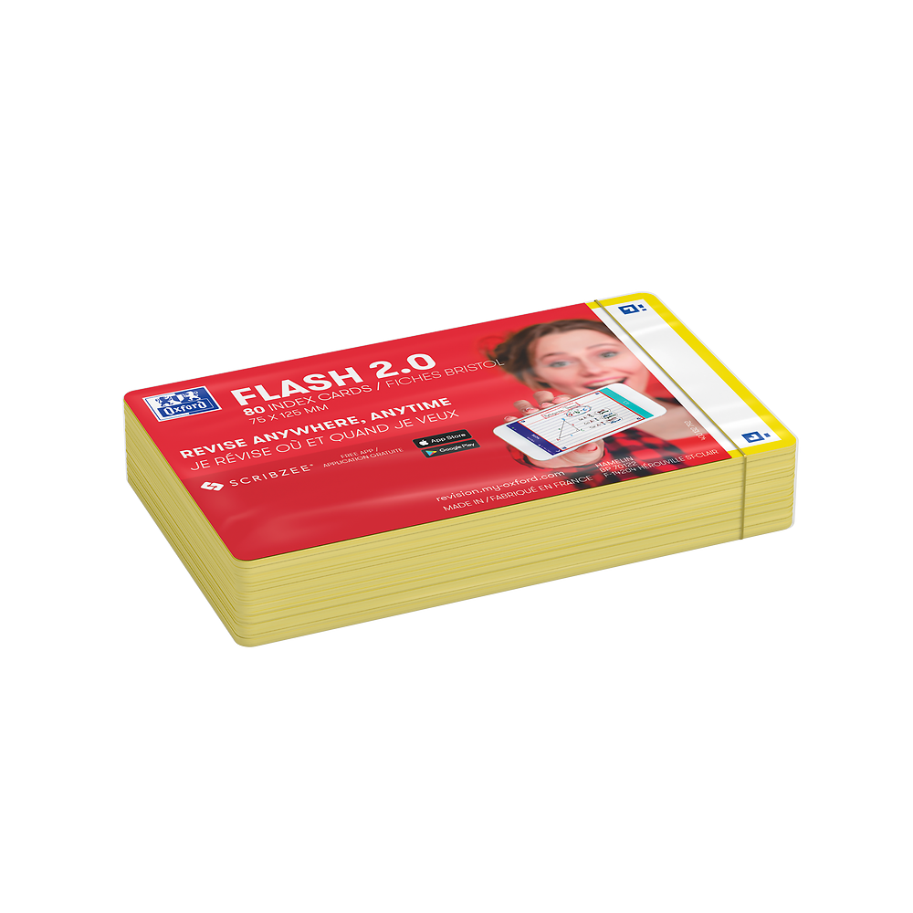 Oxford Yellow Flash Cards, Blank, 7.5x12.5, Pack of 80