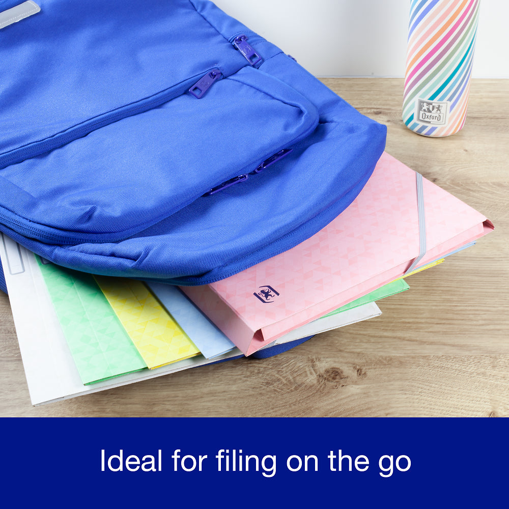 Oxford Top File+ elasticated 3-flap folder, A4, Assorted Pastel, 10 folders