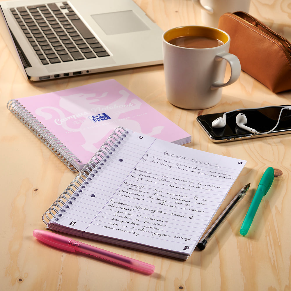 Oxford Campus Assorted Pastel A5+ Wirebound Notebooks, Pack of 3