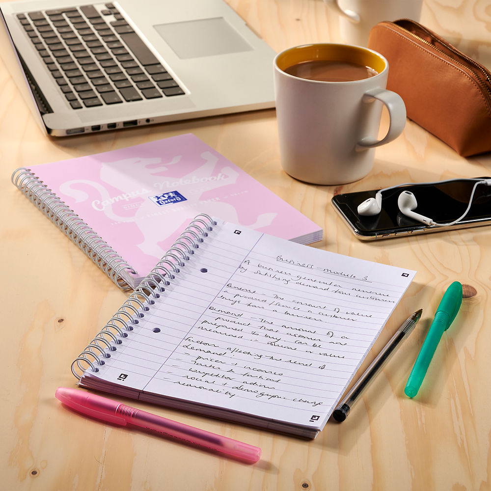 Oxford Campus Assorted Pastel A5+ Wirebound Notebooks, Pack of 3