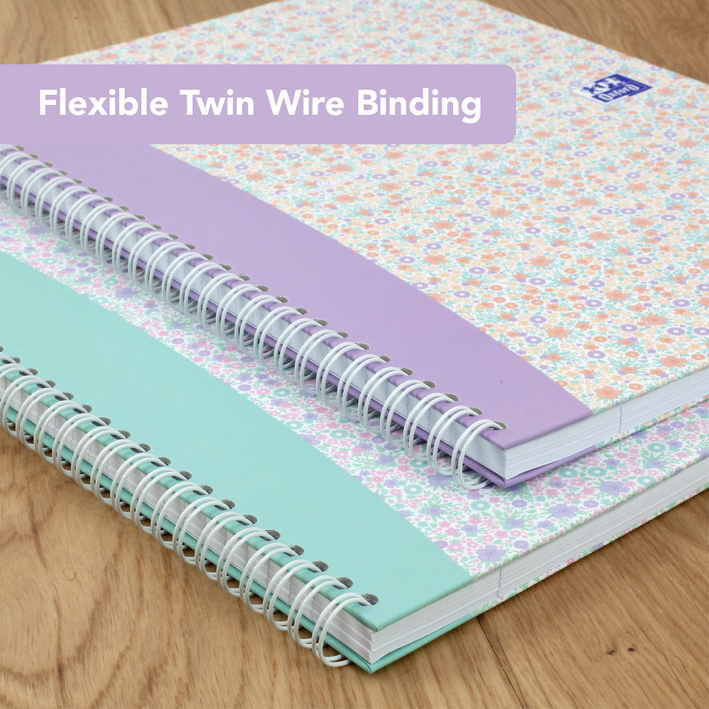 Oxford Liberty A4 Hard Cover Wirebound Notebook Twin Pack, Ruled with Margin, 140 Pages