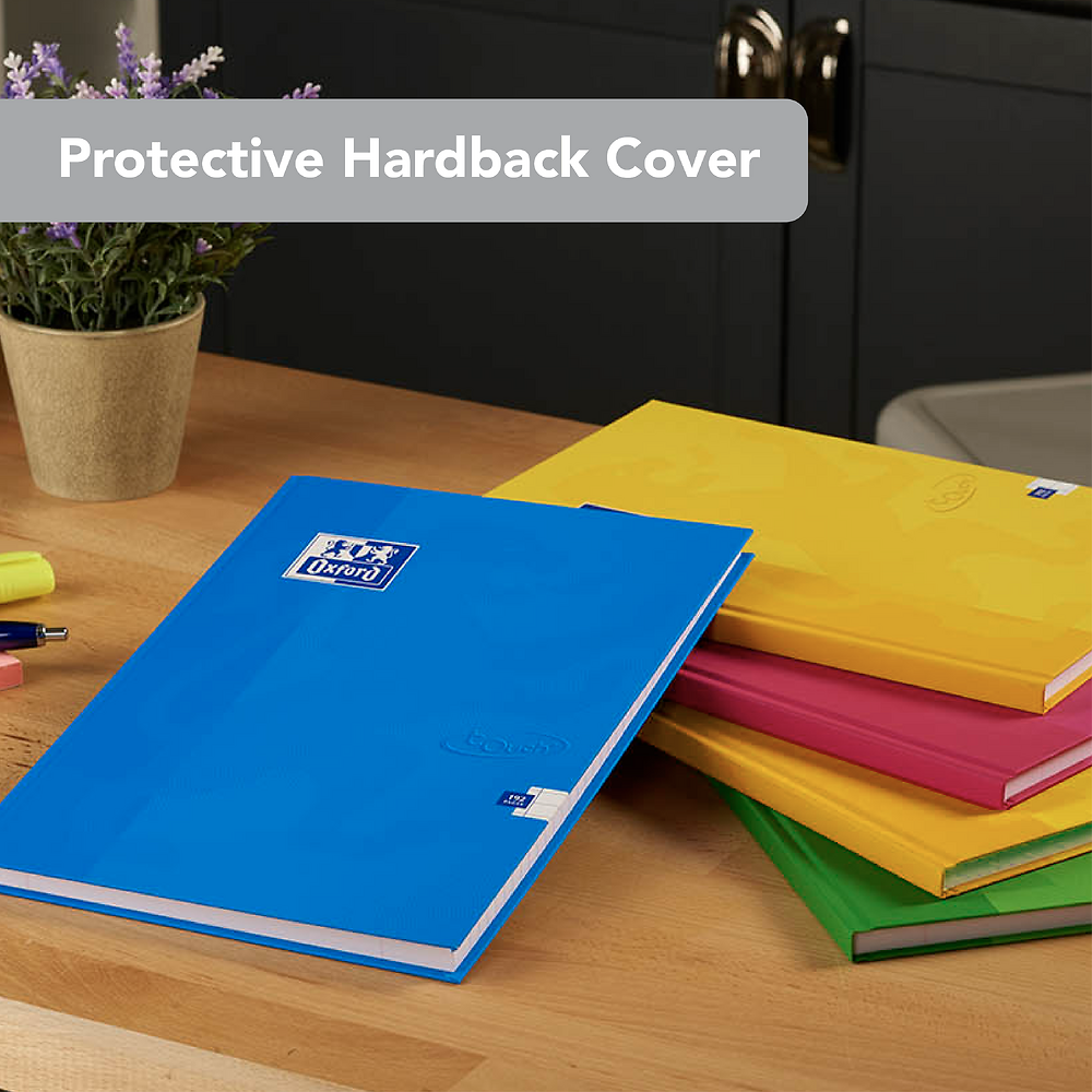 Oxford Touch Aqua A4 Hardback Casebound Notebook Ruled with Margin 192 Pages