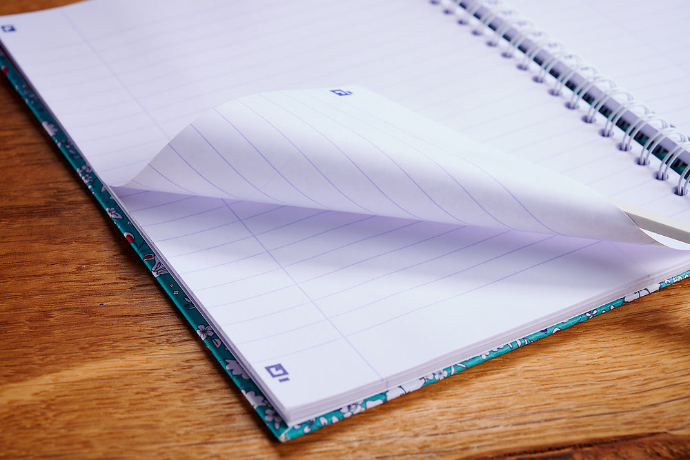 Oxford Floral A5 Hard Cover Wirebound Notebook, Ruled with Margin