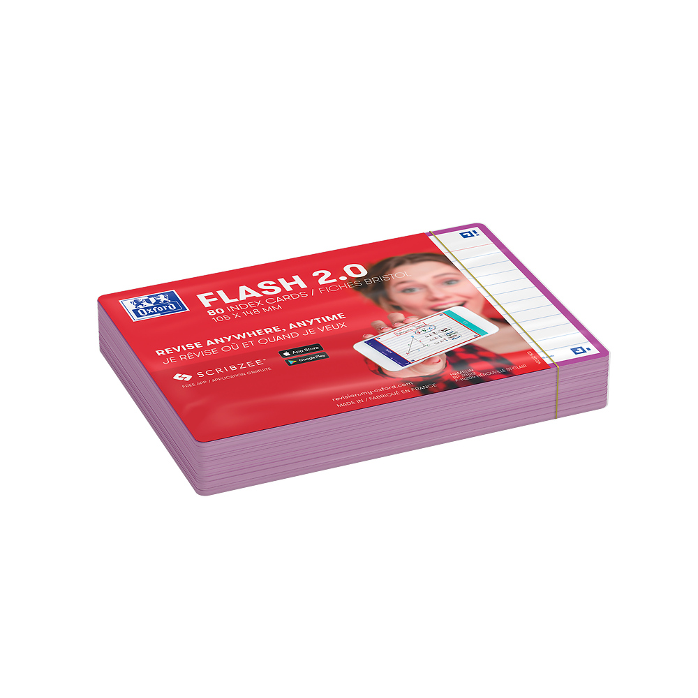 Oxford Purple Flash Cards, Ruled, A6, Pack of 80
