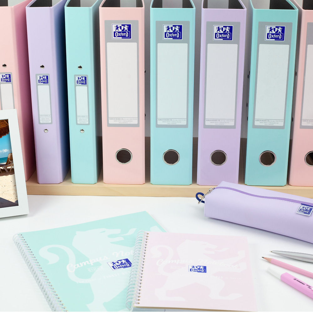 Oxford, Lever Arch File, A4, 2 Ring, 3 Pack, Pastel, Pink/Purple/Green