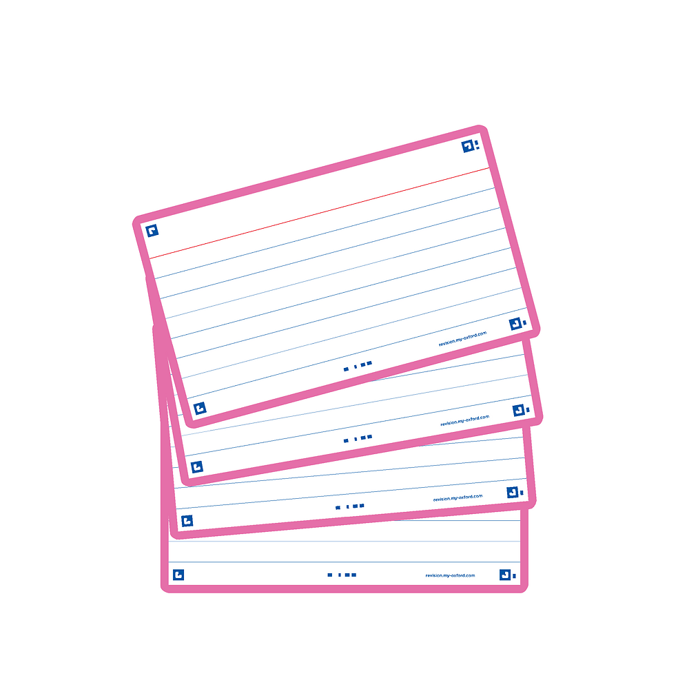 Oxford Bright Pink Flash Cards, Ruled, 7.5x12.5cm, Pack of 80