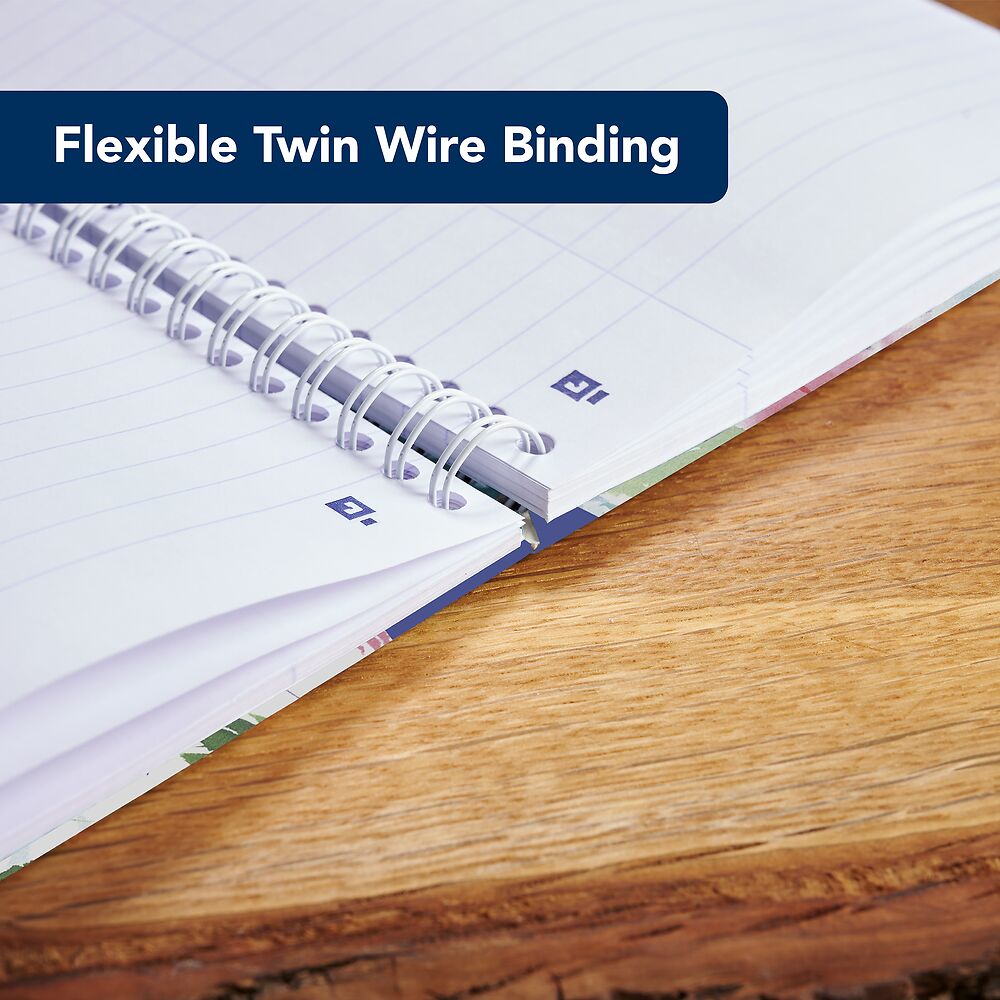Oxford Botanics A5 Hard Cover Wirebound Notebook Twin Pack, Ruled with Margin, 140 Pages, Scribzee Enabled