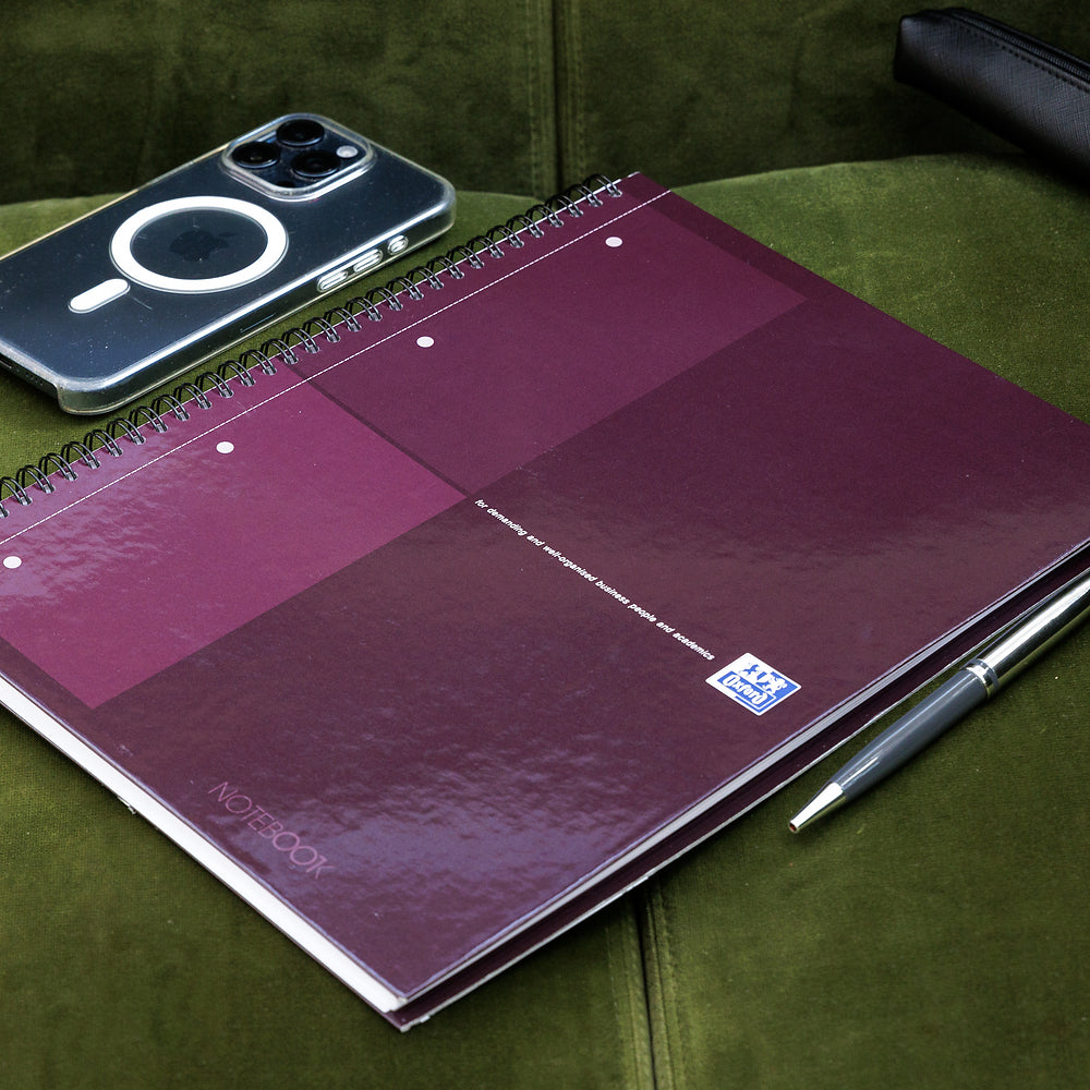 Oxford International Red A4+ Hardback Wirebound Notebook, Narrow Ruled, 160 Pages