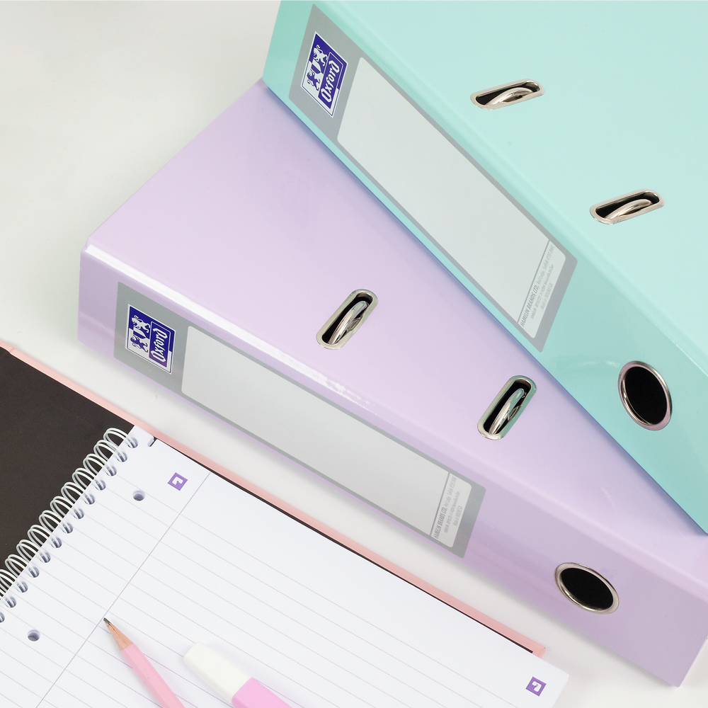 Oxford, Lever Arch File, A4, 2 Ring, 3 Pack, Pastel, Pink/Purple/Green
