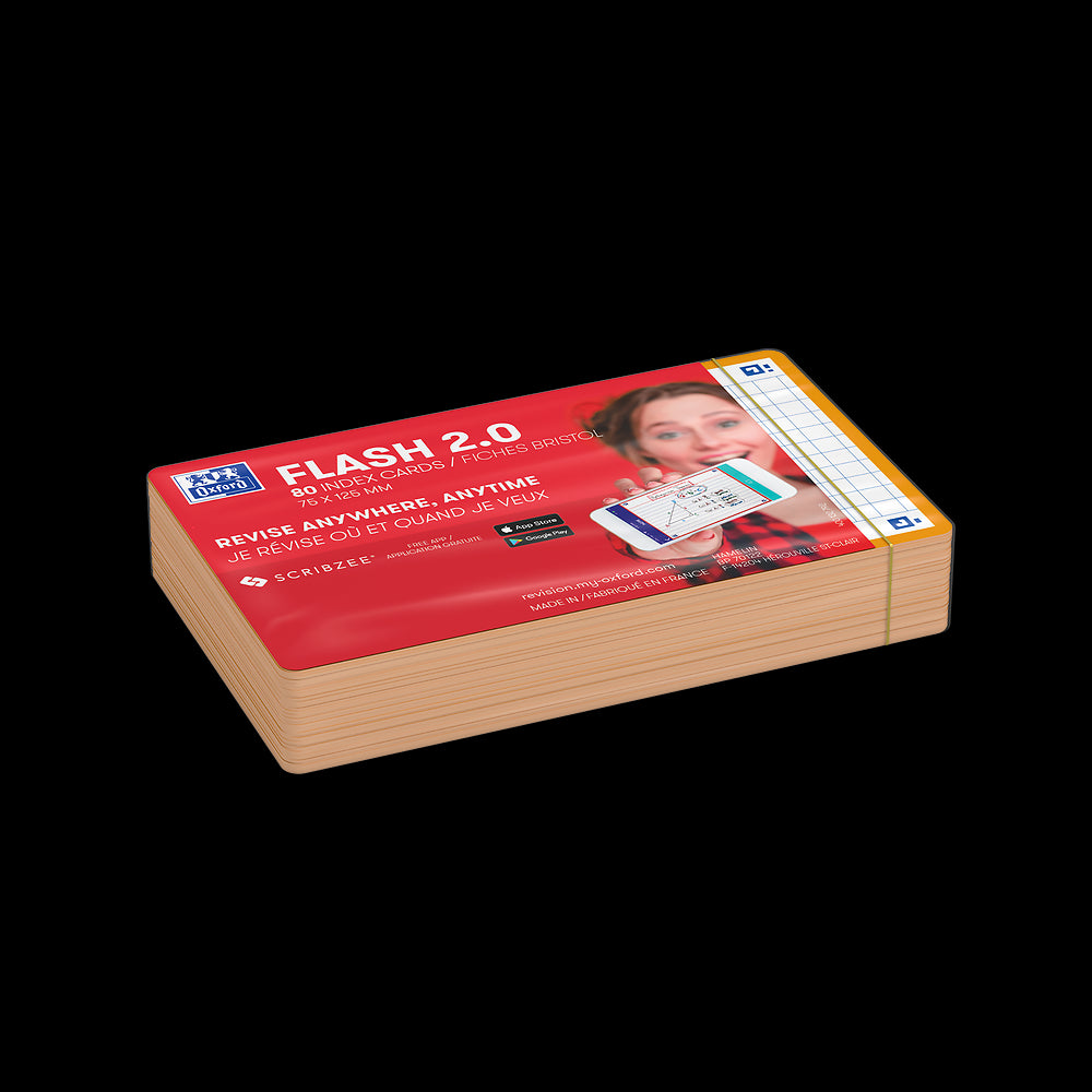 Oxford Flash Cards, Squared with Orange frame, 7.5x12.5, pack of 80