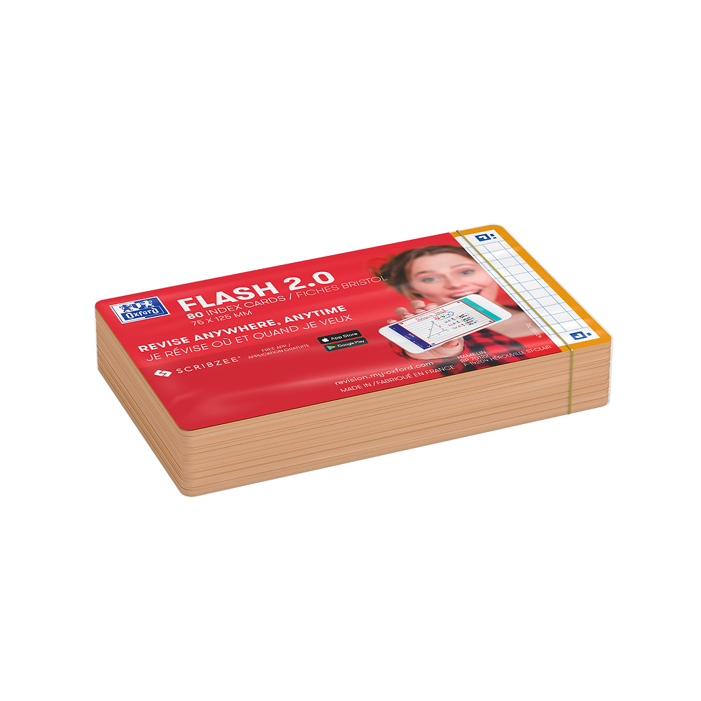 Oxford Orange Flash Cards, Squared, 7.5x12.5, Pack of 80