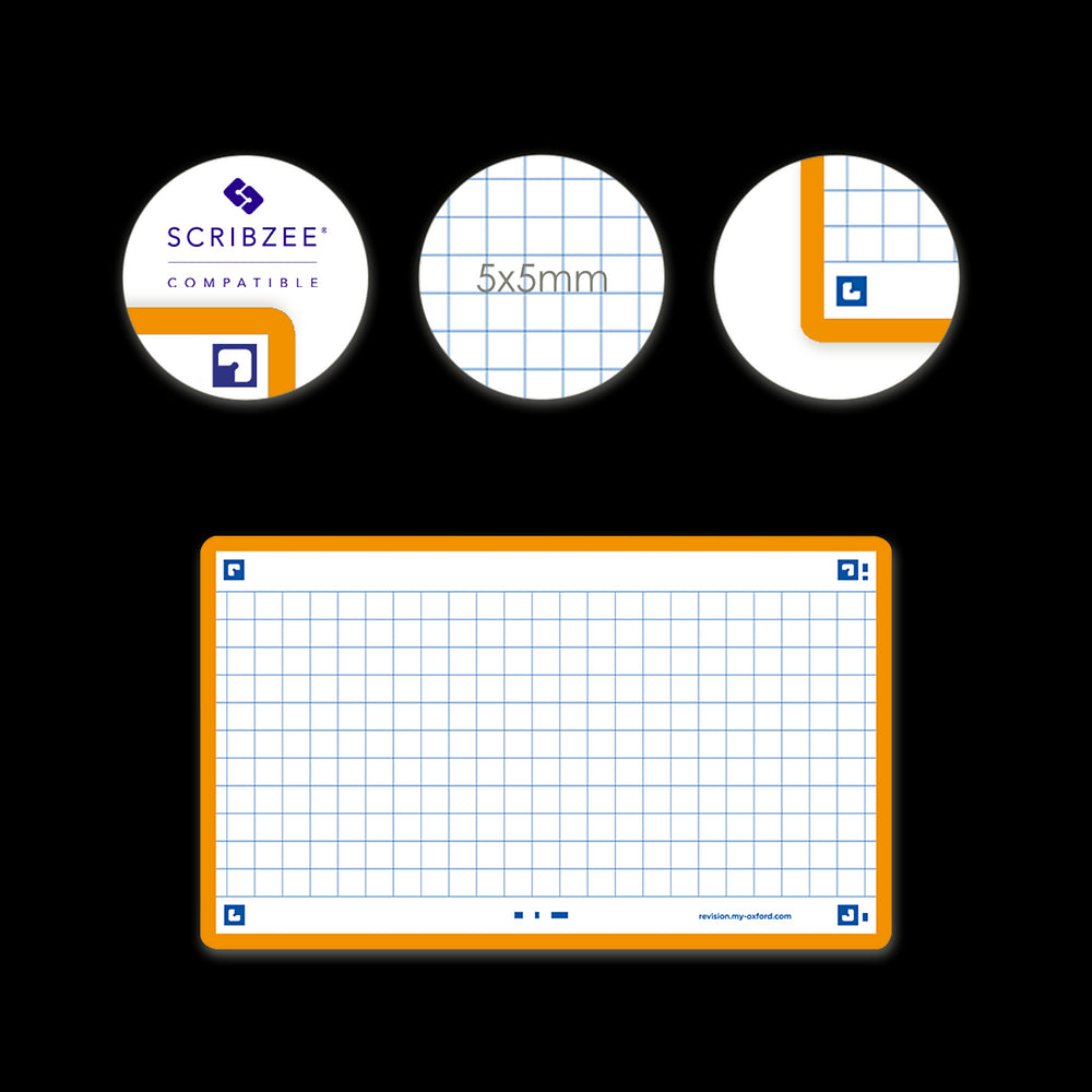 Oxford Flash Cards, Squared with Orange frame, 7.5x12.5, pack of 80