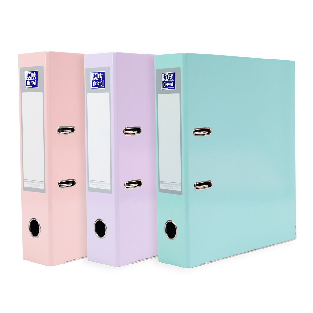 Oxford, Lever Arch File, A4, 2 Ring, 3 Pack, Pastel, Pink/Purple/Green