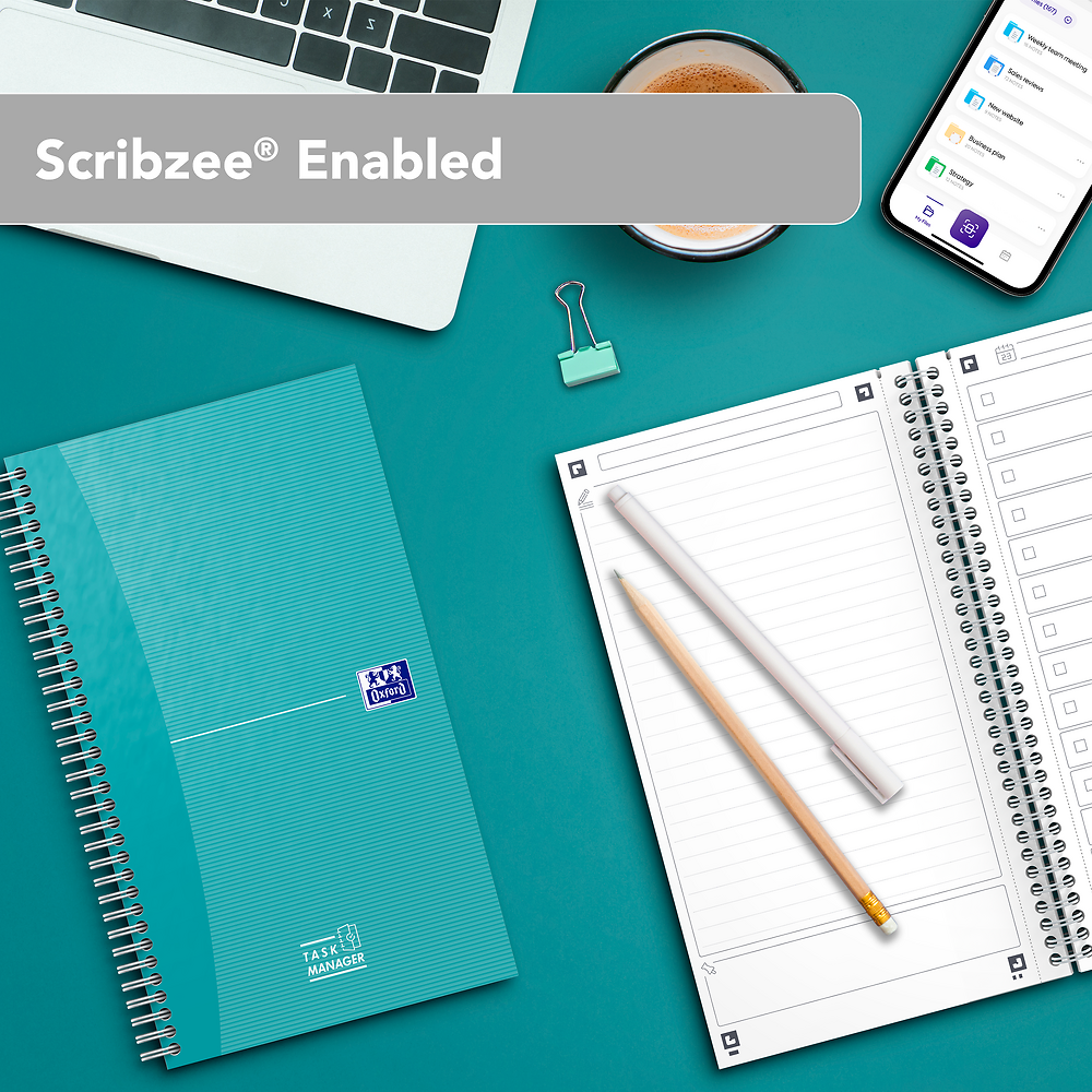 Oxford Office Essentials Task Manager Notebook, Aqua