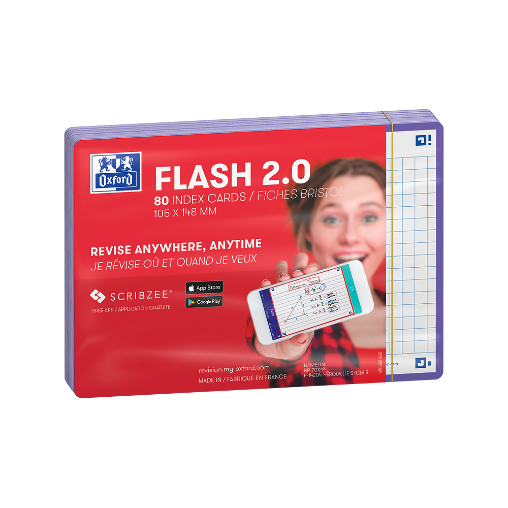 Oxford Lavender Flash Cards, Squared, A6, Pack of 80