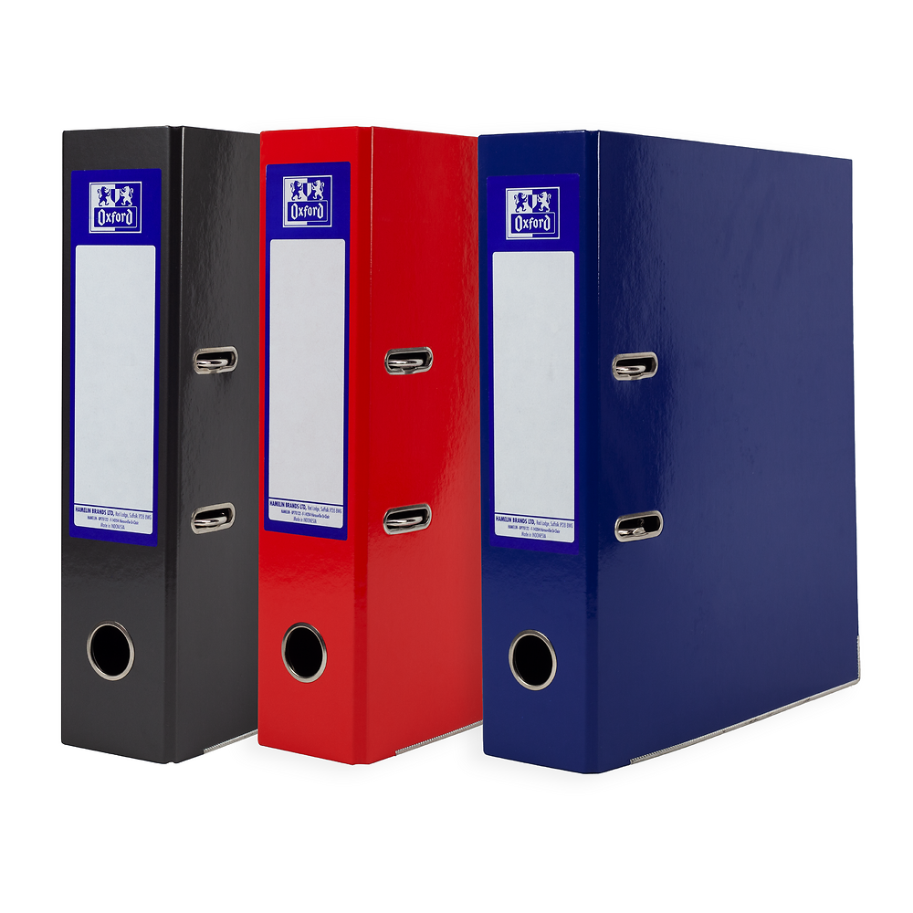 Oxford Lever Arch Files, A4, 3 Pack, Navy, Red & Black