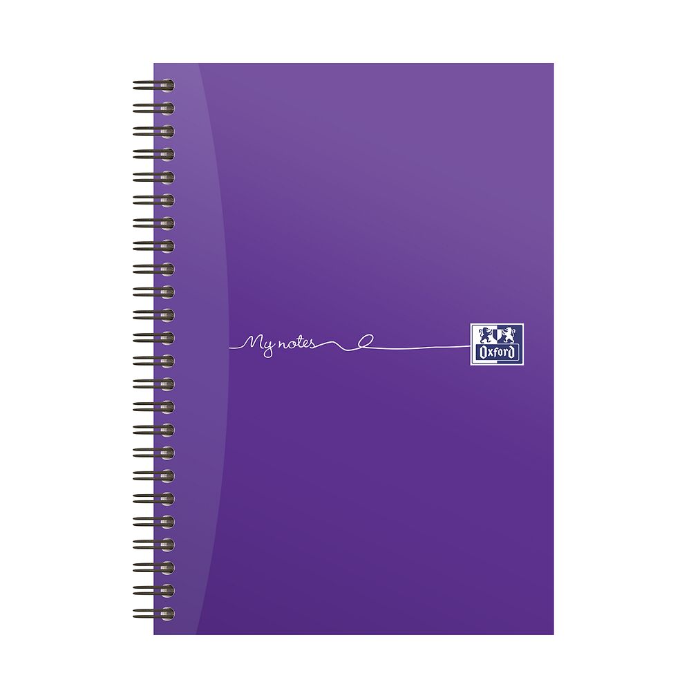 Oxford My Notes A5 Card Cover Wirebound Notebook, Ruled with Margin and Perforated, 200 Page, Purple