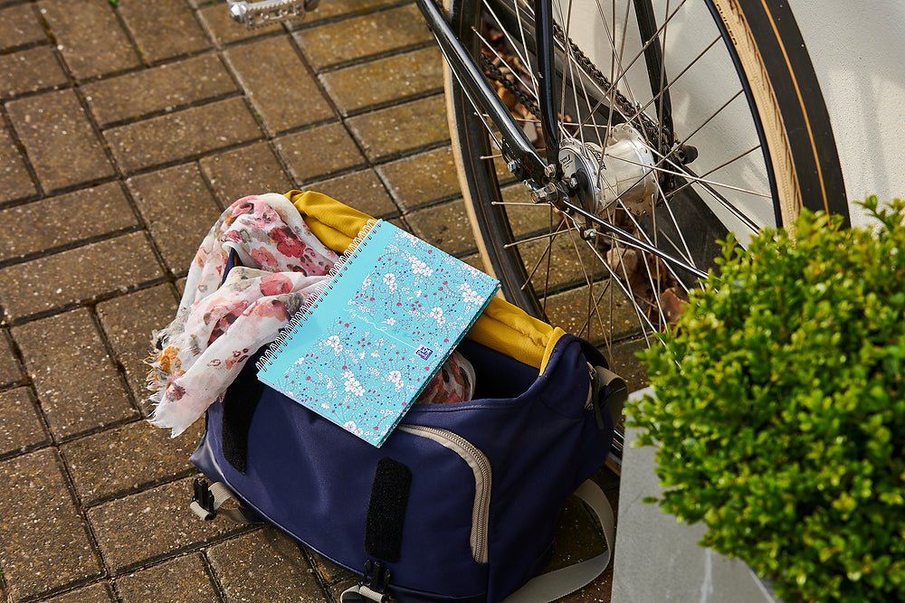 Oxford Floral A5 Hard Cover Wirebound Notebook, Ruled with Margin